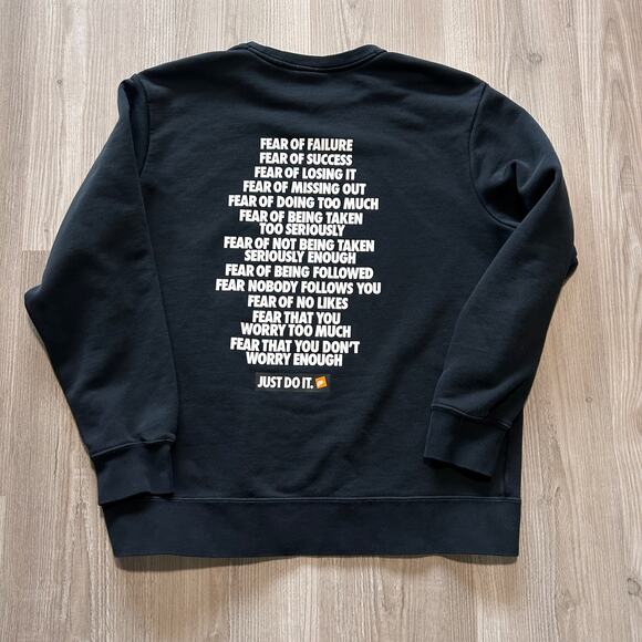 Men's Nike Sportswear Just Do It Fear Black Crewneck Pullover Sweatshirt Sz S - Picture 5 of 5